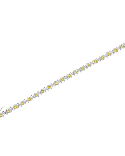 .925 Sterling Silver Lab-Grown Birthstone and 1/6 Cttw Round Diamond Tennis Bracelet (H-I Color, I1-I2 Clarity)