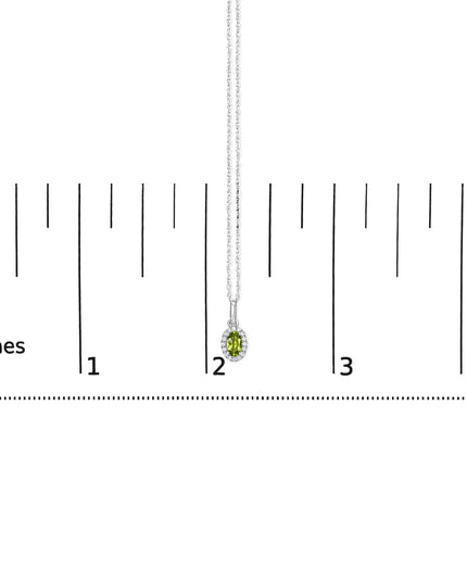 10K White Gold 5x3mm Gemstone and Diamond Accent Halo Oval Shape 18" Pendant Necklace (I-J Color, I1-I2 Clarity)