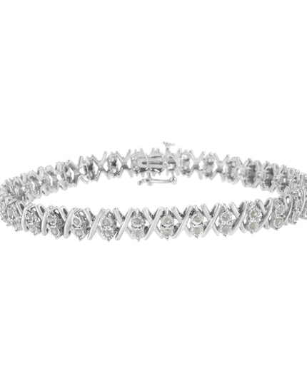 .925 Sterling Silver 1.0 Cttw Diamond Miracle-Set X-Link 7" Tennis Bracelet (I-J Color, I3 Clarity)