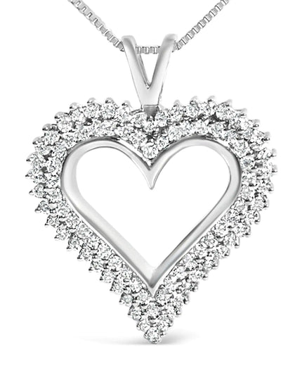 .925 Sterling Silver Diamond Heart 18" Pendant Necklace (I-J Color, I2-I3 Clarity)
