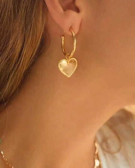 Gold Heart Drop Earrings