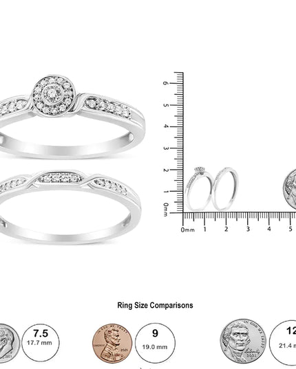 .925 Sterling Silver Diamond Accent Frame Twist Shank Bridal Set Ring and Band (I-J Color, I3 Clarity)