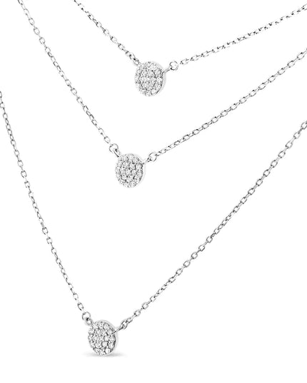 .925 Sterling Silver 1/2 Cttw Round Diamond Medallion Multi-Strand Tri Pendant 18" Necklace (H-I Color, I2-I3 Clarity)