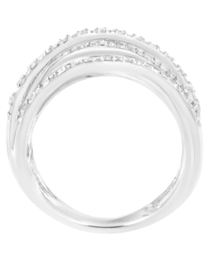.925 Sterling Silver 1/4 Cttw Prong Set Round-Cut Diamond Bypass Ring (I-J Color, I1-I2 Clarity)