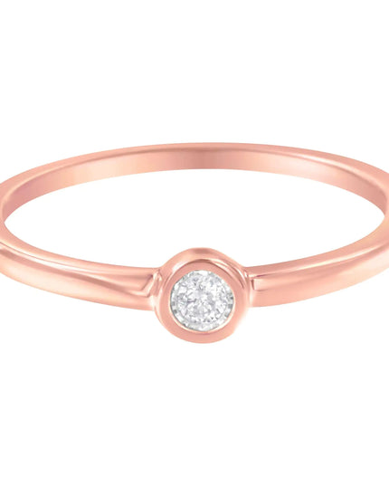 14K Rose Gold Plated .925 Sterling Silver Miracle Set Diamond Ring (1/20 Cttw, J-K Color, I1-I2 Clarity)