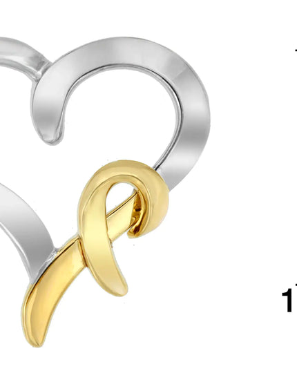 .925 Sterling Silver and 14K Yellow Gold Two-Tone Heart Shaped Pendant Necklace