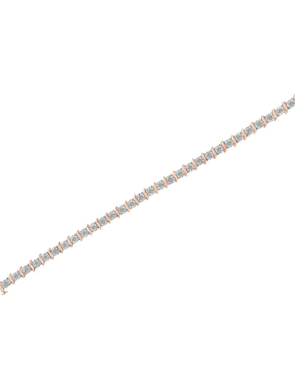 .925 Sterling Silver 1.0 Cttw Diamond S-Curve Link Miracle-Set Tennis Bracelet (I-J Color, I3 Clarity)