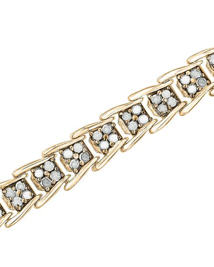 .925 Sterling Silver 2.0 Cttw Diamond Fan-Shaped Fancy Chevron Link Tennis Bracelet (I-J Color, I3 Clarity) - 7"