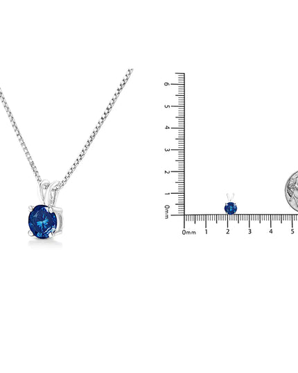 10K White Gold 1/4 Cttw Round Brilliant Cut Lab Grown Diamond 4-Prong Solitaire Pendant Necklace