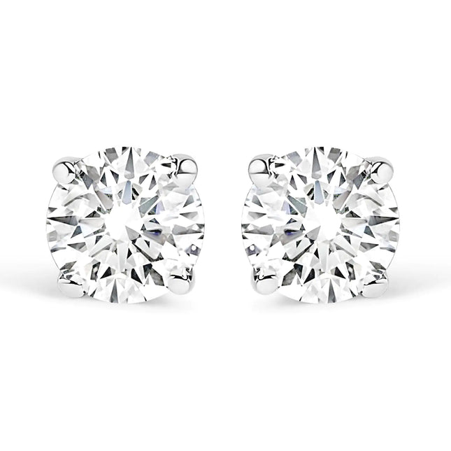 14K Gold 1/2 Cttw Round Lab Grown Diamond Solitaire Stud Earrings