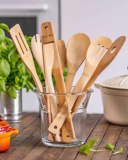 Bamboo Cooking Spoons 7-pack For Nonstick Cookware
