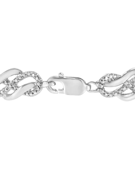 .925 Sterling Silver Prong Set Diamond Accent Infinity Weave Link 7.25" Bracelet (I-J Color, I3 Clarity)