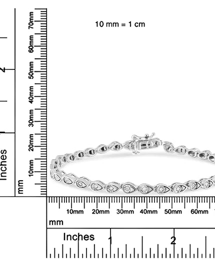 .925 Sterling Silver 1/10 Cttw Round-Cut Diamond Pear Link 7.25" Bracelet (I-J Color, I2-I3 Clarity)