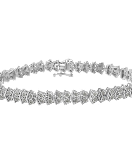 .925 Sterling Silver 1.0 cttw Diamond "Arrow" Shape Tennis Link Bracelet (I-J Color, I3 Clarity) -7.25"