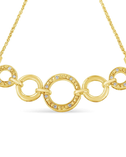 10K Yellow Gold over .925 Sterling Silver Diamond Accented Graduated Infinity Open Circle 6”-9” Adjustable Bolo Bracelet (H-I Color, I2-I3 Clarity)