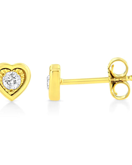 10K Yellow Gold Plated .925 Sterling Silver 1/10 Cttw Miracle-Set Diamond Stud Earrings - Choice of Shapes
