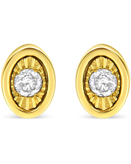 10K Yellow Gold Plated .925 Sterling Silver 1/10 Cttw Miracle-Set Diamond Stud Earrings - Choice of Shapes