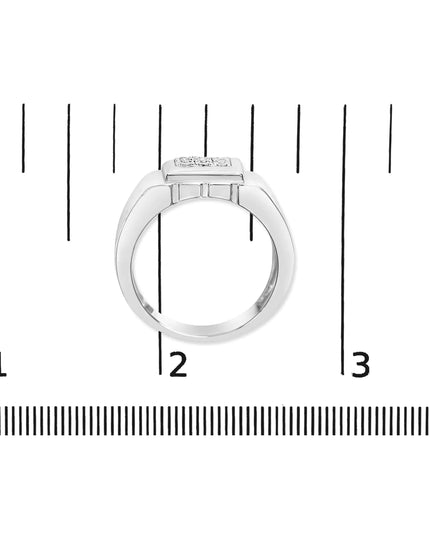 .925 Sterling Silver Diamond Accent Miracle-Set 9 Stone Ridged Band Gentlemen's Fashion Ring (I-J Color, I3 Clarity) - Size 10