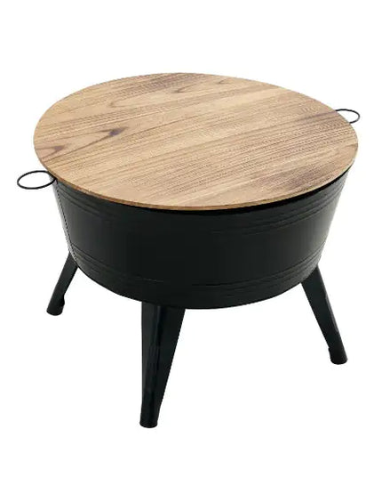 Wooden Top Metal Decoration Cocktail Table