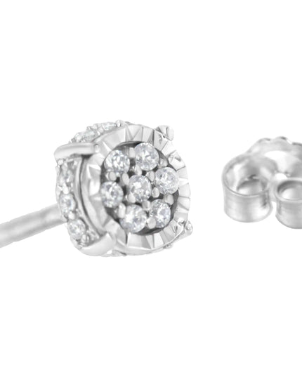 .925 Sterling Silver 1/3 cttw Round-cut Diamond Floral Stud Earring (I-J Clarity, I3 Color)