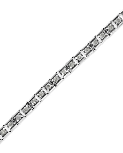 .925 Sterling Silver 1.0 Cttw Diamond Square Hybrid Link 7" Tennis Bracelet (I-J Color, I2-I3 Clarity)