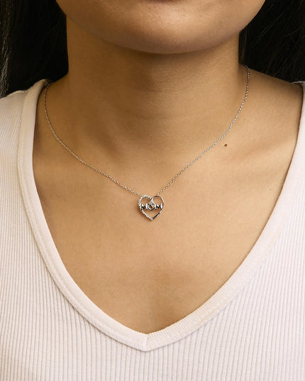 .925 Sterling Silver Diamond Accent MOM Heart Pendant Necklace (J-K Color, I2-I3 Clarity) - 18" Inches