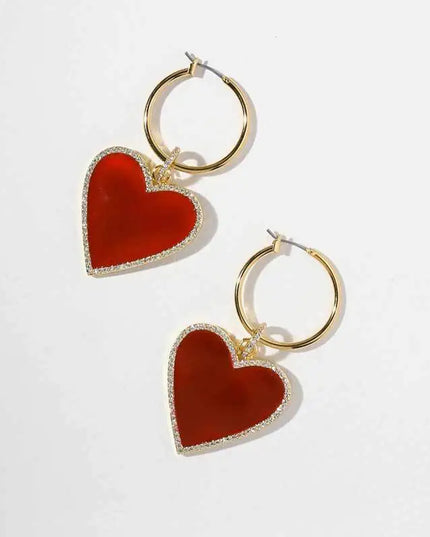 Red Heart Drop Earrings