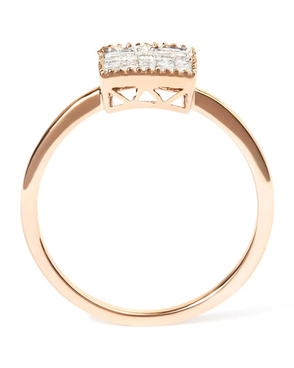 10K Rose Gold 1/3 Cttw Invisible Set Princess Cut Diamond Composite Square Shape Ring (H-I color, I1-I2 clarity)