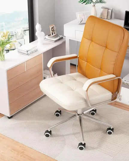 Leather Swivel Office Chair, Black, 1pc