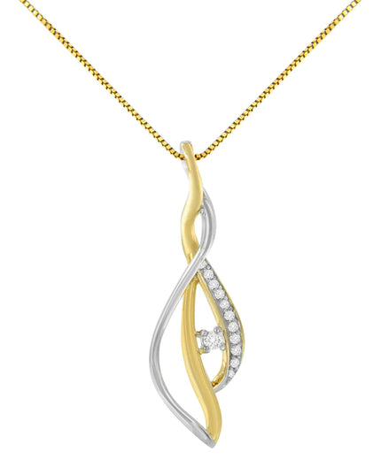 10K Yellow and White Gold Round Cut Diamond Accent Cascade 18" Pendant Necklace (J-K Color, I2-I3 Clarity)