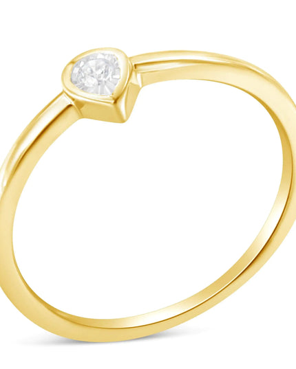 14K Yellow Gold Plated .925 Sterling Silver 1/20 Carat Diamond Teardrop Pear-Shaped Miracle Set Petite Fashion Ring (J-K Color, I1-I2 Clarity)