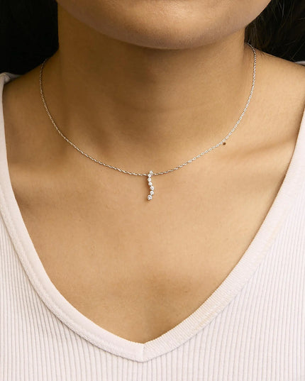 .925 Sterling Silver 1/4 Cttw Lab Grown Diamond Journey Pendant Necklace - 18" Inches