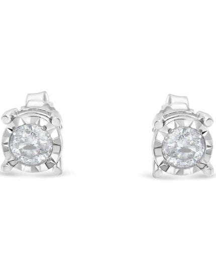 .925 Sterling Silver 1/2 Cttw Near Colorless Round Brilliant-Cut Diamond Miracle-Set Stud Earrings (H-I Color, I2-I3 Clarity)