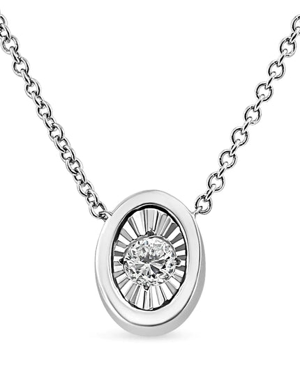 10K White Gold 1/10 Cttw Miracle Set Round-Cut Diamond 18" Pendant Necklace - Choice of Shape