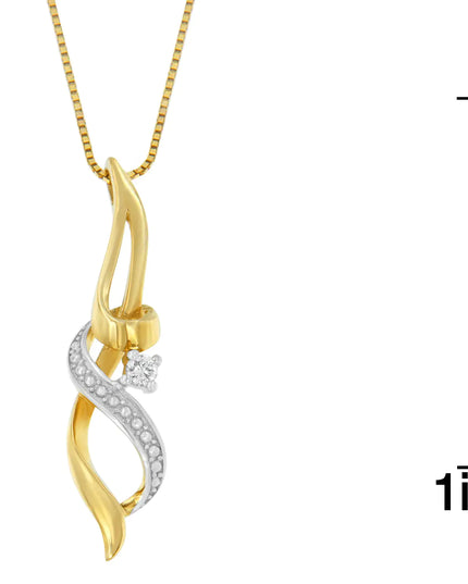Espira 10K Yellow Gold 1/20 cttw Round Cut Diamond Accent Swirl Pendant Necklace (H-I, I1-I2)