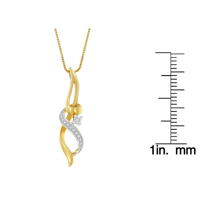 Espira 10K Yellow Gold 1/20 cttw Round Cut Diamond Accent Swirl Pendant Necklace (H-I, I1-I2)