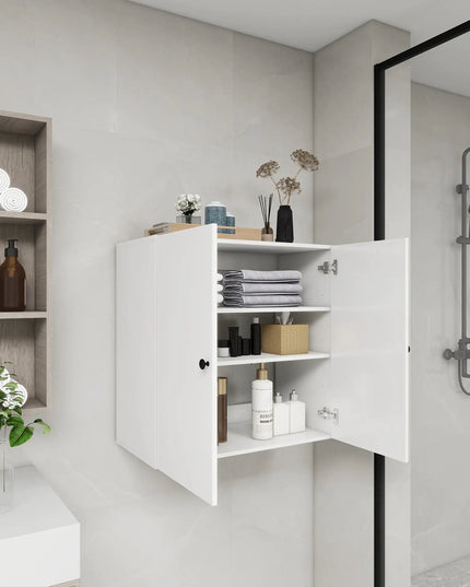 Modern Wooden Closet System with 2 Doors – Wall-Mounted Organizer with Shelves for Walk-In Closet or Bedroom Storage, 31.49"W × 16.04"D × 31.49"H