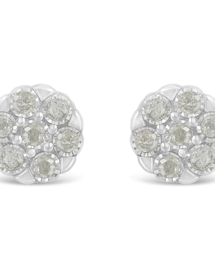 Sterling Silver Rose-Cut Diamond Floral Cluster Stud Earring (0.25 cttw, I-J Color, I2-I3 Clarity)