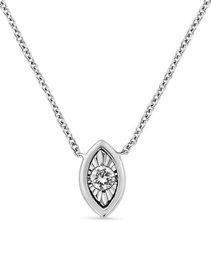 10K White Gold 1/10 Cttw Miracle Set Round-Cut Diamond 18" Pendant Necklace - Choice of Shape