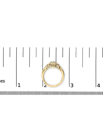 14K Yellow Gold Plated .925 Sterling Silver 1/10 Cttw Round-Cut Diamond Composite Halo Engagement Ring