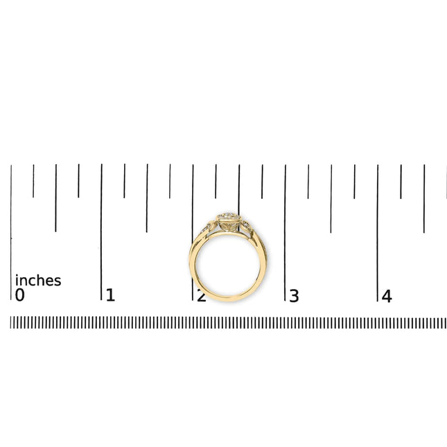 14K Yellow Gold Plated .925 Sterling Silver 1/10 Cttw Round-Cut Diamond Composite Halo Engagement Ring