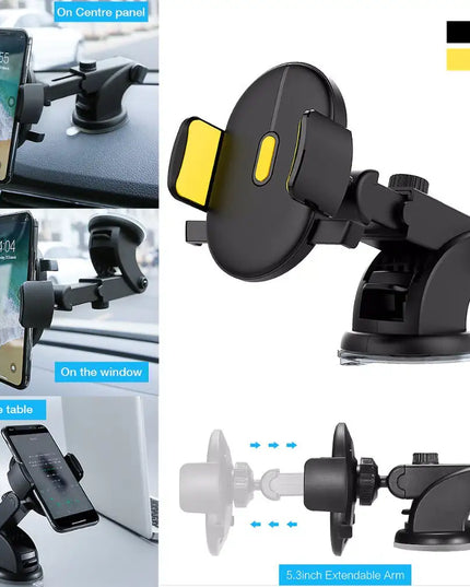 Car Phone Holder Long Rod Telescopic Car Dashboard Suction Cup Type