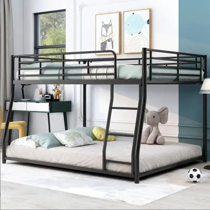 Black Metal Bunk Bed, Twin XL Over Queen