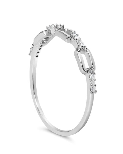 .925 Sterling Silver Diamond Accent Paperclip Band Ring (I-J Color, I2-I3 Clarity)