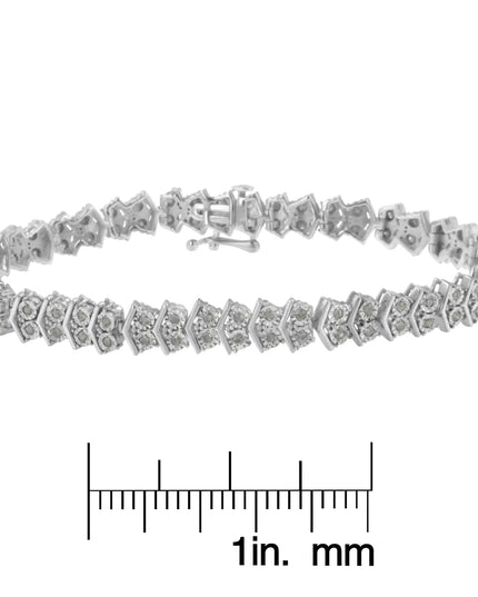 .925 Sterling Silver 1.0 cttw Diamond "Arrow" Shape Tennis Link Bracelet (I-J Color, I3 Clarity) -7.25"