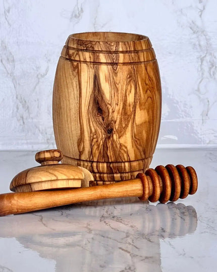Olive Wood Honey Pot w/Honey Dipper