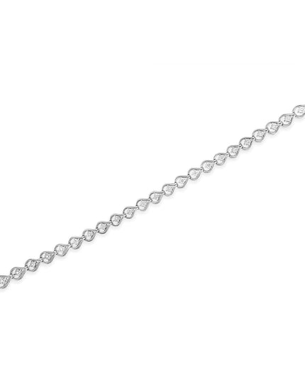 .925 Sterling Silver 1/4 Cttw Diamond Miracle-Set Teardrop Shaped 7” Link Bracelet (I-J Color, I3 Clarity)