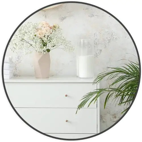 Black 24" Inch Metal Round Bathroom Mirror