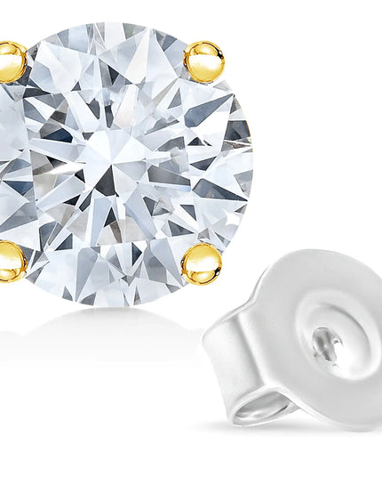 14K Gold 1/2 Cttw Round Brilliant Cut Lab Grown Diamond 4-Prong Classic Solitaire Stud Earrings