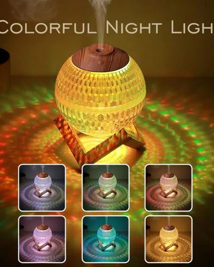 Crystal LED Aromatherapy Essential Oil Diffuser with Wooden Stand